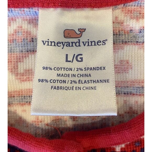 Vineyard Vines 2 Piece Pajama Lounge Set Waffle Red Blue Large L - Picture 4 of 7